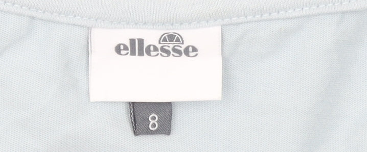 Ellesse Womens Blue Cropped T-Shirt Size 8 Raglan Jersey