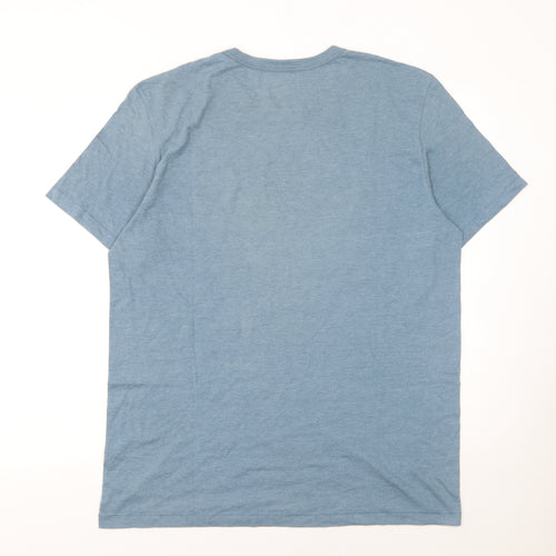 Hering Men Blue Graphic Crew Neck T-Shirt Short Sleeve Size L