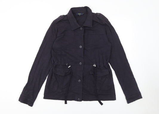 Next Womens Black Cotton Military Jacket Size 10