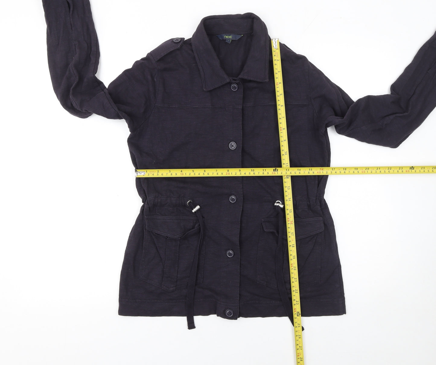 Next Womens Black Cotton Military Jacket Size 10