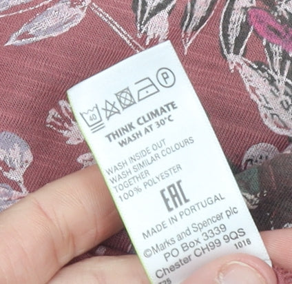 Marks and Spencer Women’s Pink Floral Long Sleeve Tunic Top Size 12