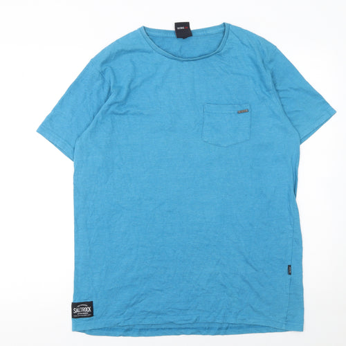 Saltrock Men's Blue Cotton Blend Short Sleeve Crew Neck T-Shirt M