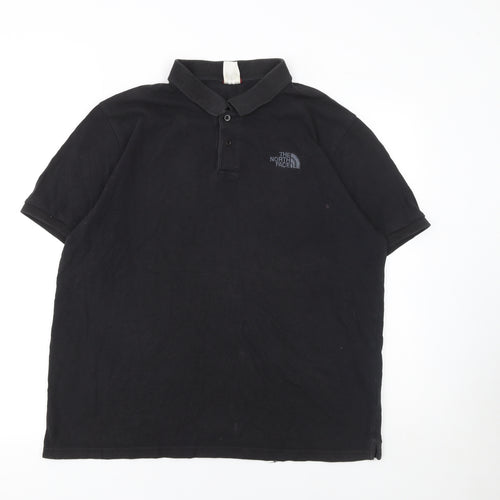 The North Face Mens Black Cotton Polo Shirt Size L Regular Fit
