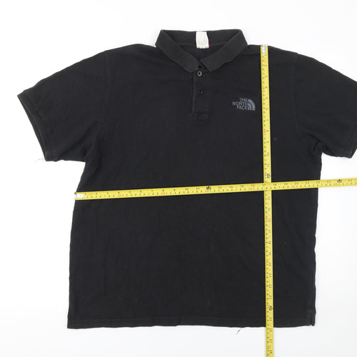 The North Face Mens Black Cotton Polo Shirt Size L Regular Fit