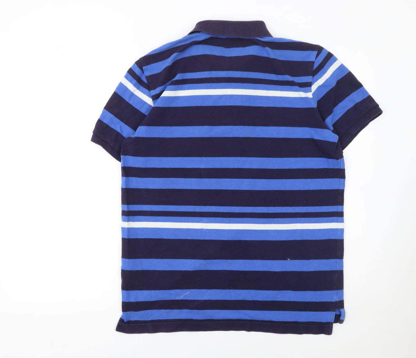 Gap Men’s Blue Striped Cotton Polo Shirt Size L Regular Fit