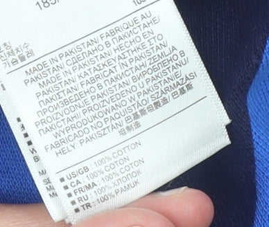 Gap Men’s Blue Striped Cotton Polo Shirt Size L Regular Fit