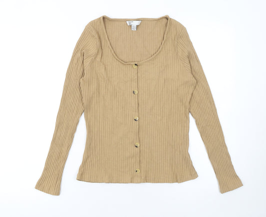 Friends Like These Women’s Beige Ribbed Button-Up Top Size 16