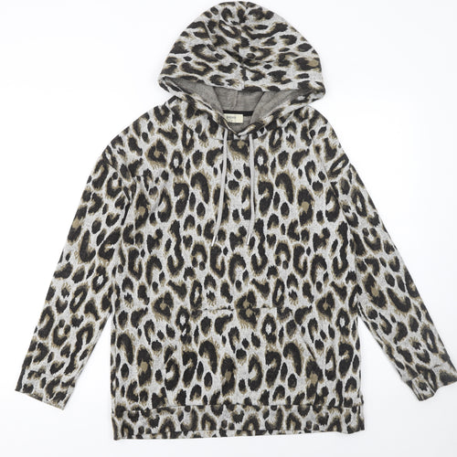 Papaya Women’s Leopard Print Pullover Hoodie Grey Size S