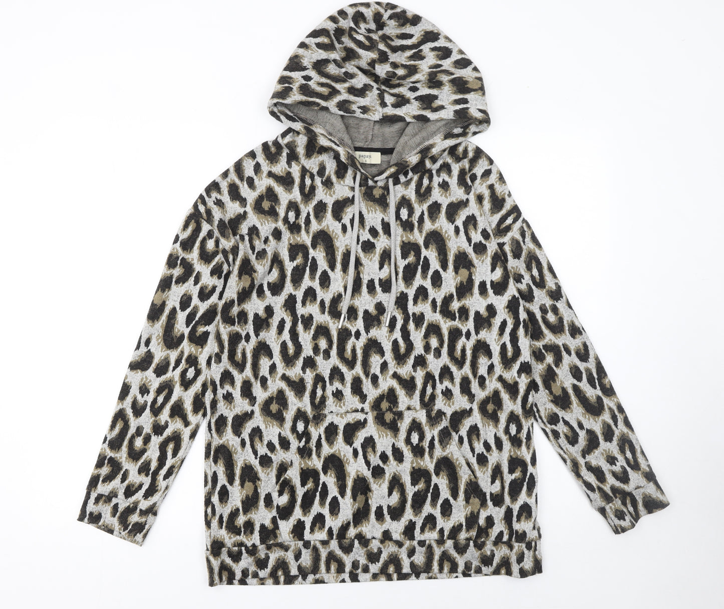 Papaya Women’s Leopard Print Pullover Hoodie Grey Size S
