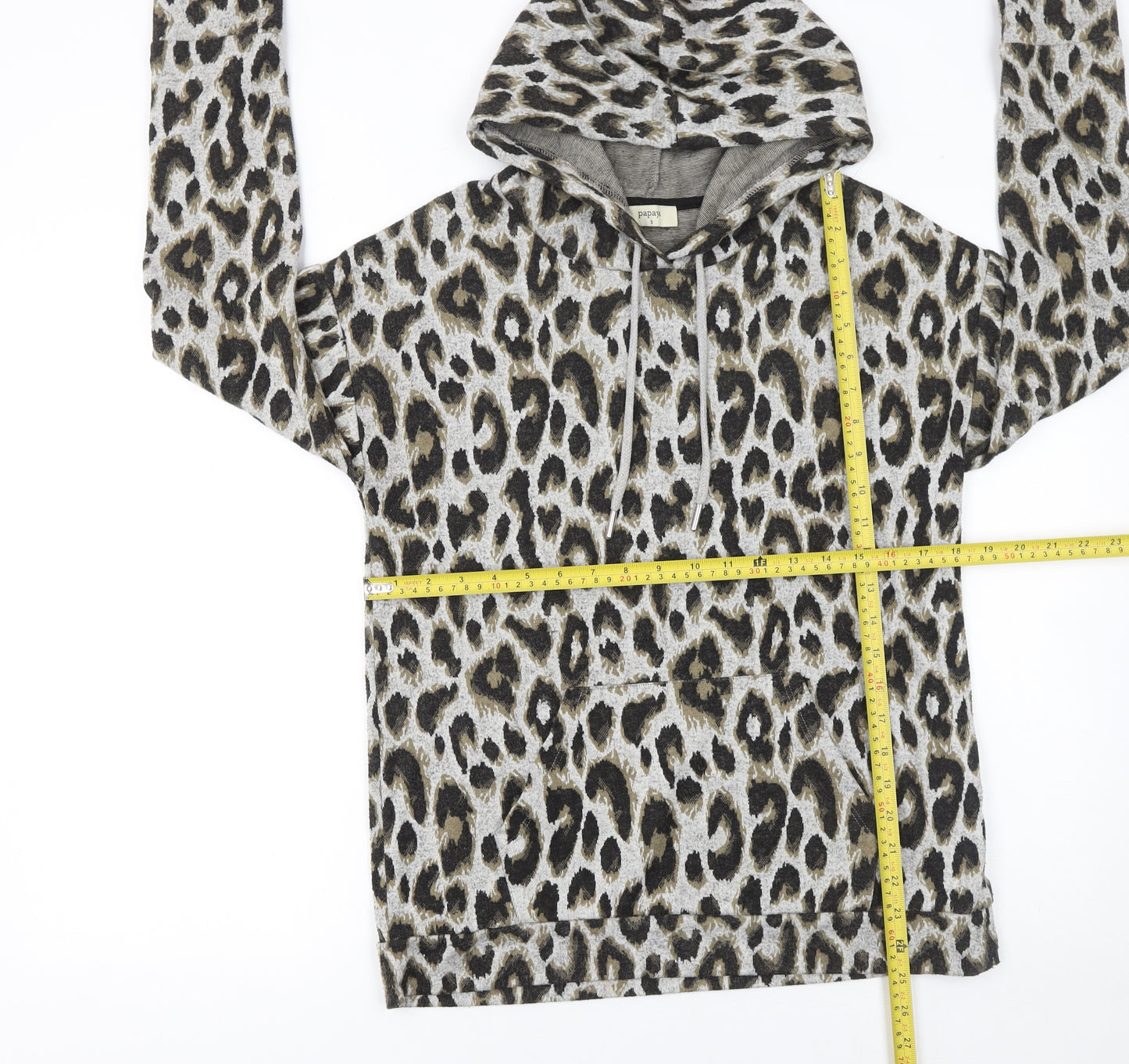 Papaya Women’s Leopard Print Pullover Hoodie Grey Size S