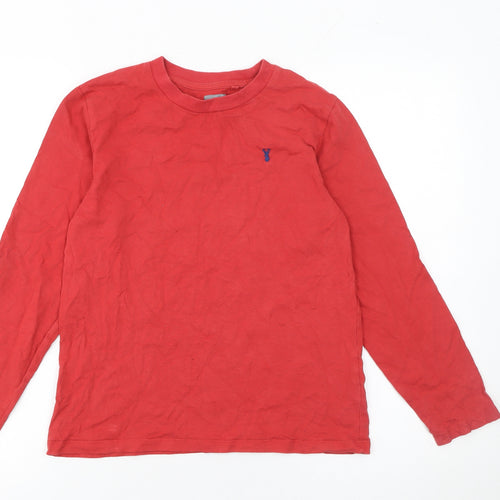 Next Boys Red Long Sleeve Cotton Crew Neck Basic T-Shirt 11 Years