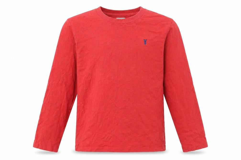 Front view of Next boys’ red long sleeve cotton crew neck basic t-shirt 11 years