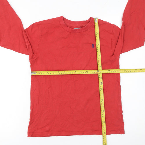 Next Boys Red Long Sleeve Cotton Crew Neck Basic T-Shirt 11 Years