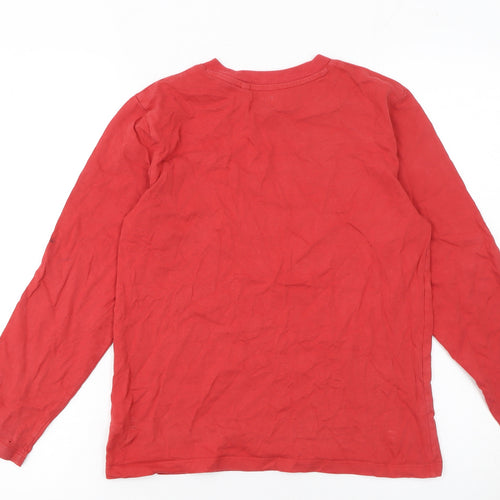 Next Boys Red Long Sleeve Cotton Crew Neck Basic T-Shirt 11 Years