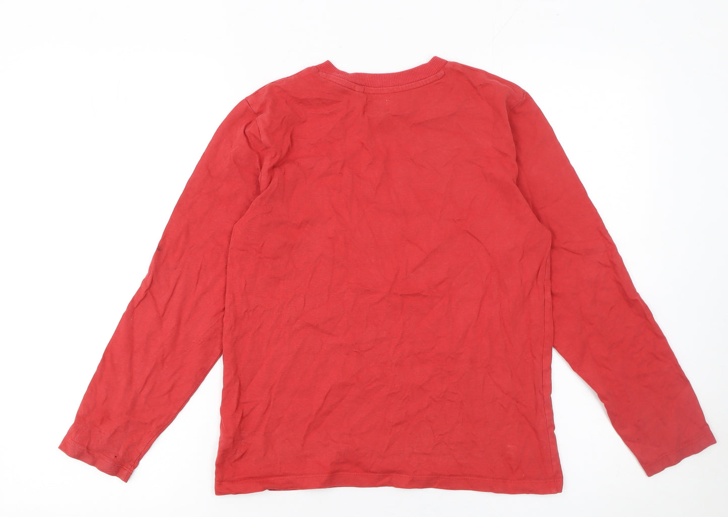 Next Boys Red Long Sleeve Cotton Crew Neck Basic T-Shirt 11 Years
