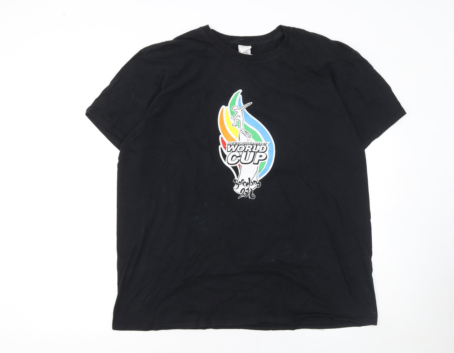 Gildan Men's Black World Cup Barcelona 2018 Short Sleeve T-Shirt XL