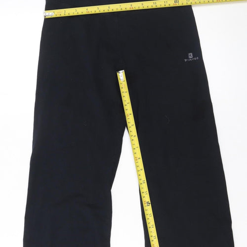Domyos Girls Black Cotton Stretch Yoga Jogger Trousers 12 Years