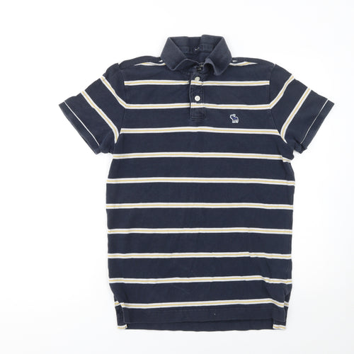 Abercrombie & Fitch Men's Blue Striped Muscle Fit Polo Shirt Size M