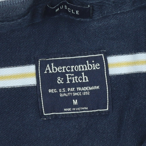 Abercrombie & Fitch Men's Blue Striped Muscle Fit Polo Shirt Size M
