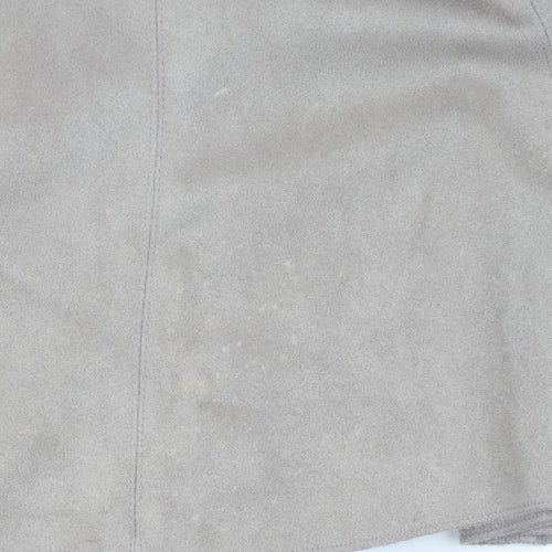 Marks and Spencer Women Beige Flare Suede Midi Skirt Size 14