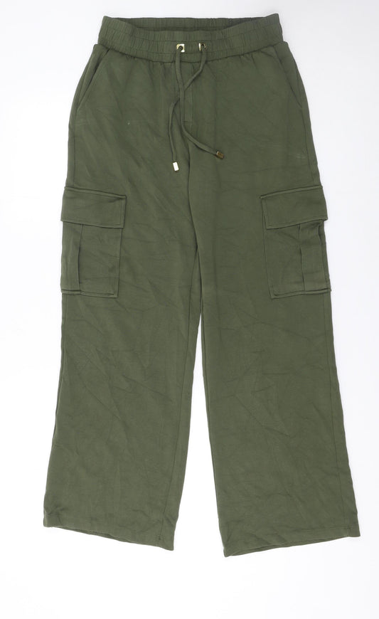 Tu Women’s Green Cargo Trousers Size 10 Elastic Waist Relaxed Fit