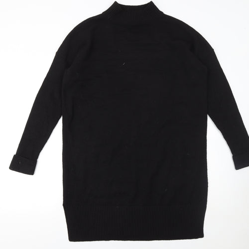 Fat Face Women’s Black Jumper Dress Size 12 High Neck Knit