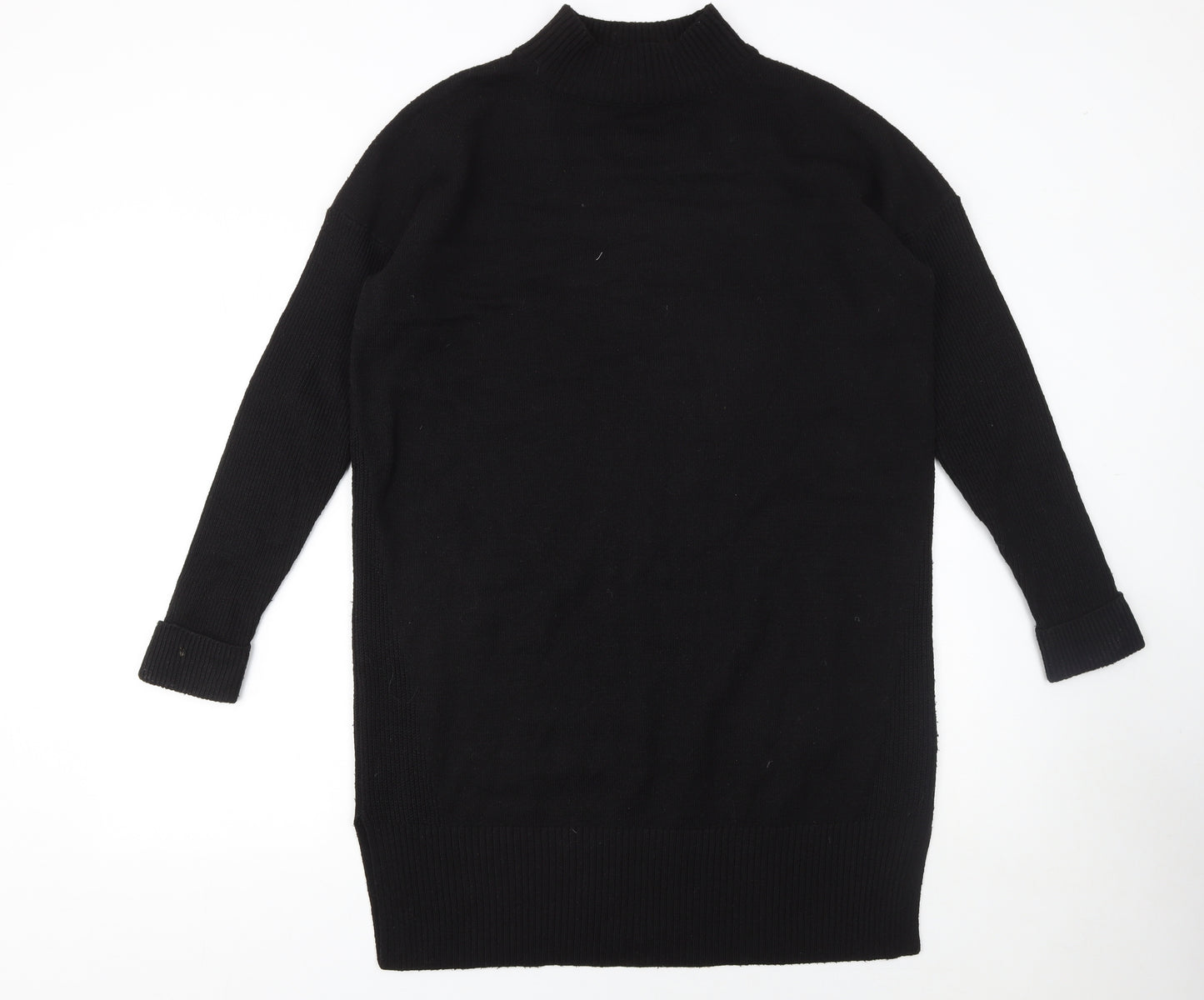Fat Face Women’s Black Jumper Dress Size 12 High Neck Knit