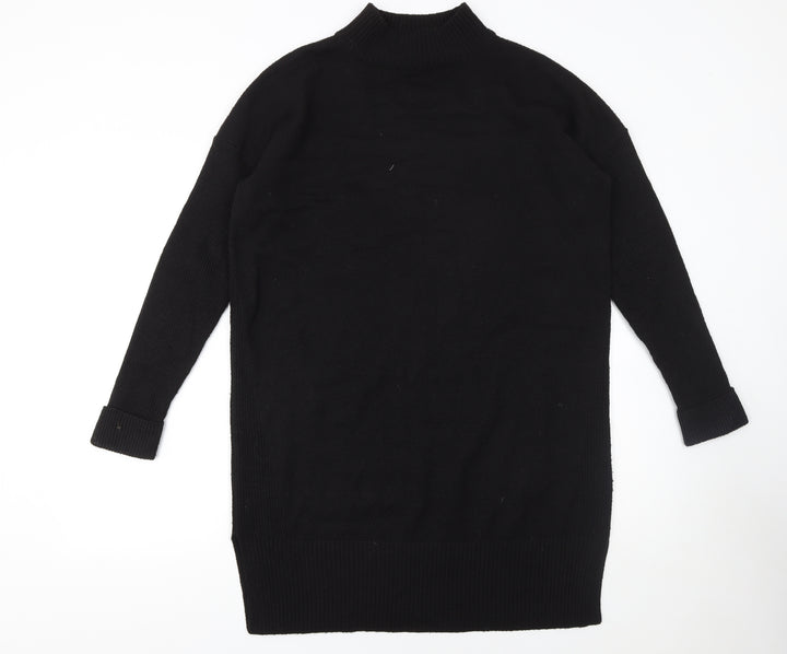 Fat Face Women’s Black Jumper Dress Size 12 High Neck Knit