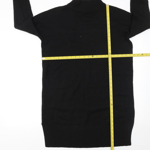 Fat Face Women’s Black Jumper Dress Size 12 High Neck Knit