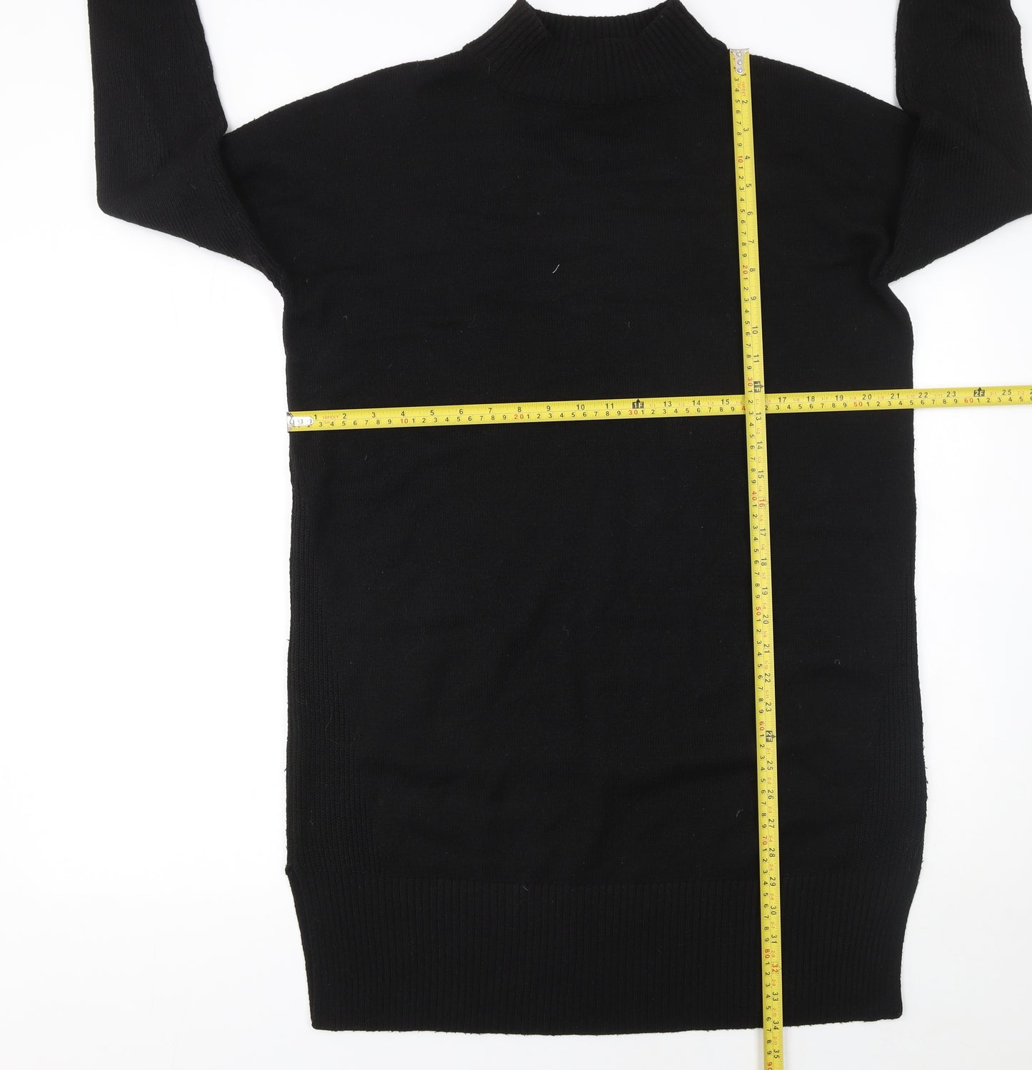 Fat Face Women’s Black Jumper Dress Size 12 High Neck Knit
