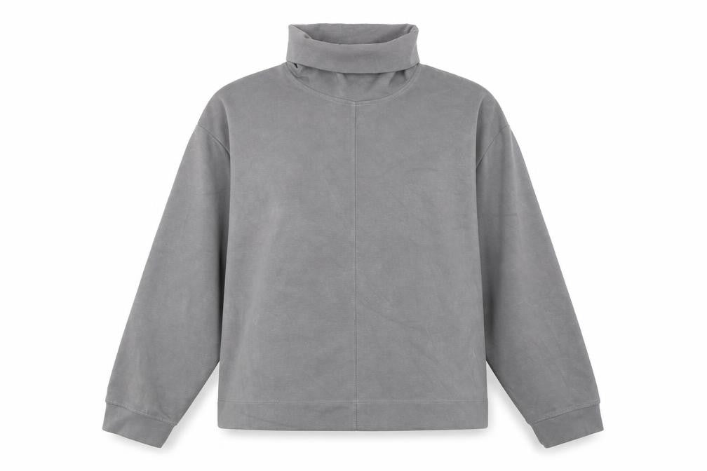 Front view of Tu Women’s Grey Long Sleeve Cowl Neck Pullover Sweatshirt, size L