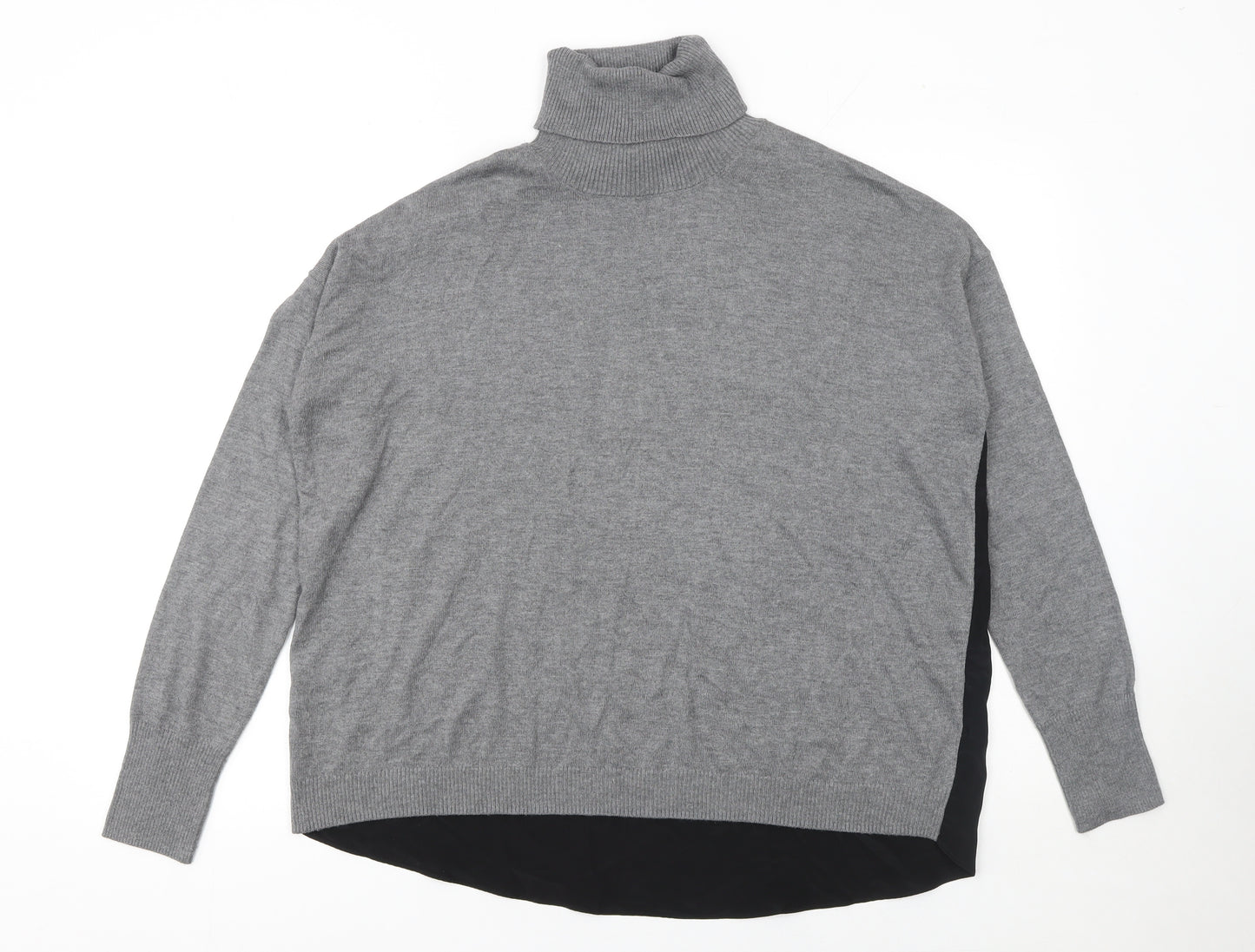 Esprit Womens Grey Roll Neck Long Sleeve Cotton Wool Jumper Size M