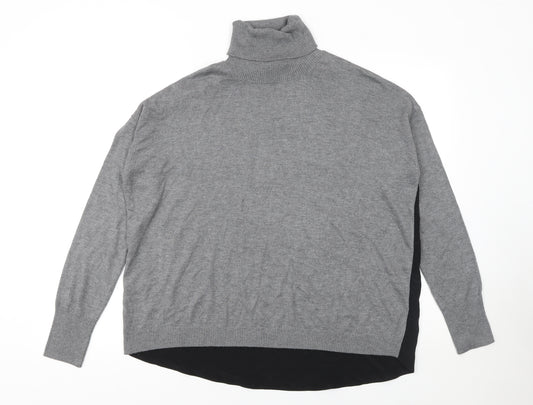 Esprit Womens Grey Roll Neck Long Sleeve Cotton Wool Jumper Size M