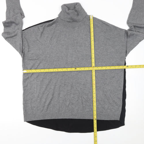 Esprit Womens Grey Roll Neck Long Sleeve Cotton Wool Jumper Size M