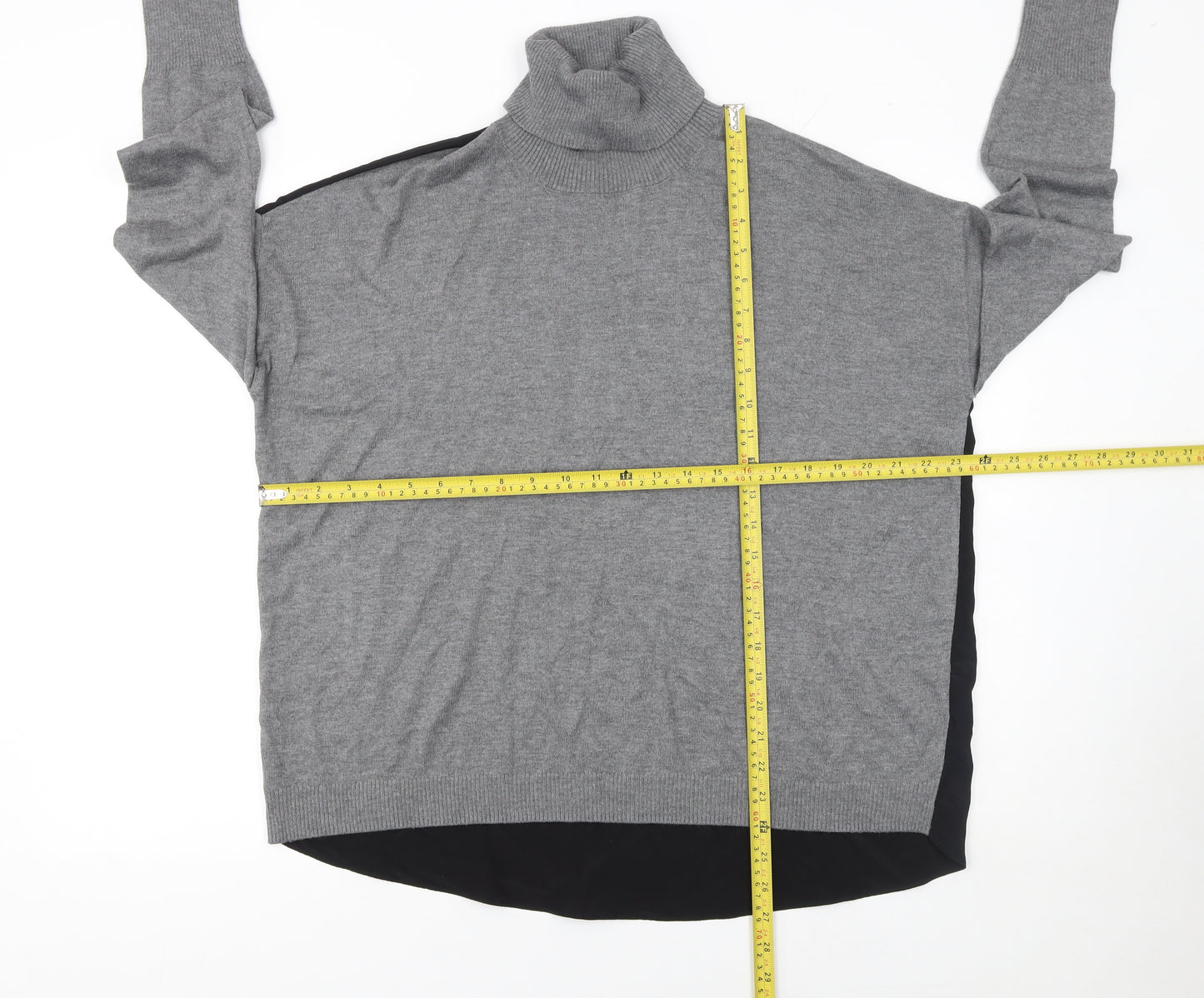 Esprit Womens Grey Roll Neck Long Sleeve Cotton Wool Jumper Size M