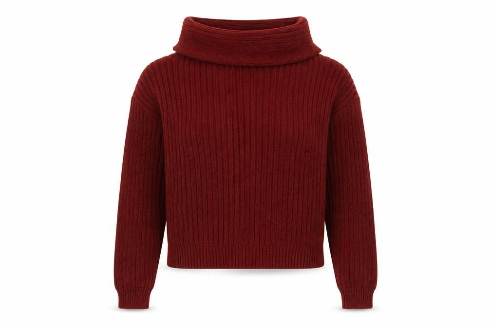 ASOS Women’s Red Cowl Neck Ribbed Knit Jumper Size S UK 8-10