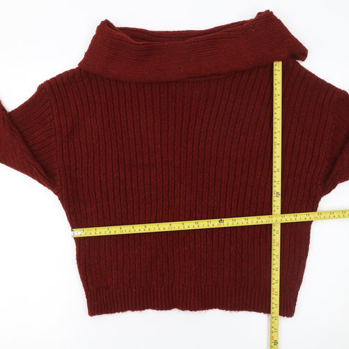 ASOS Women’s Red Cowl Neck Ribbed Knit Jumper Size S UK 8-10