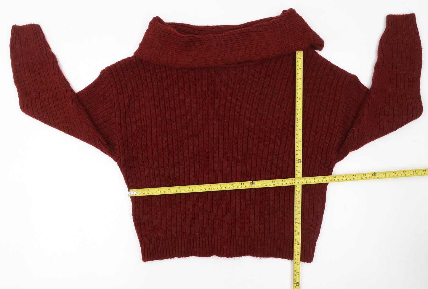ASOS Women’s Red Cowl Neck Ribbed Knit Jumper Size S UK 8-10