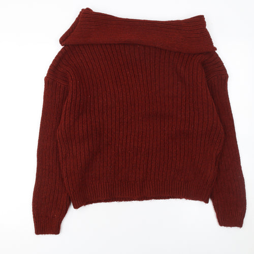 ASOS Women’s Red Cowl Neck Ribbed Knit Jumper Size S UK 8-10