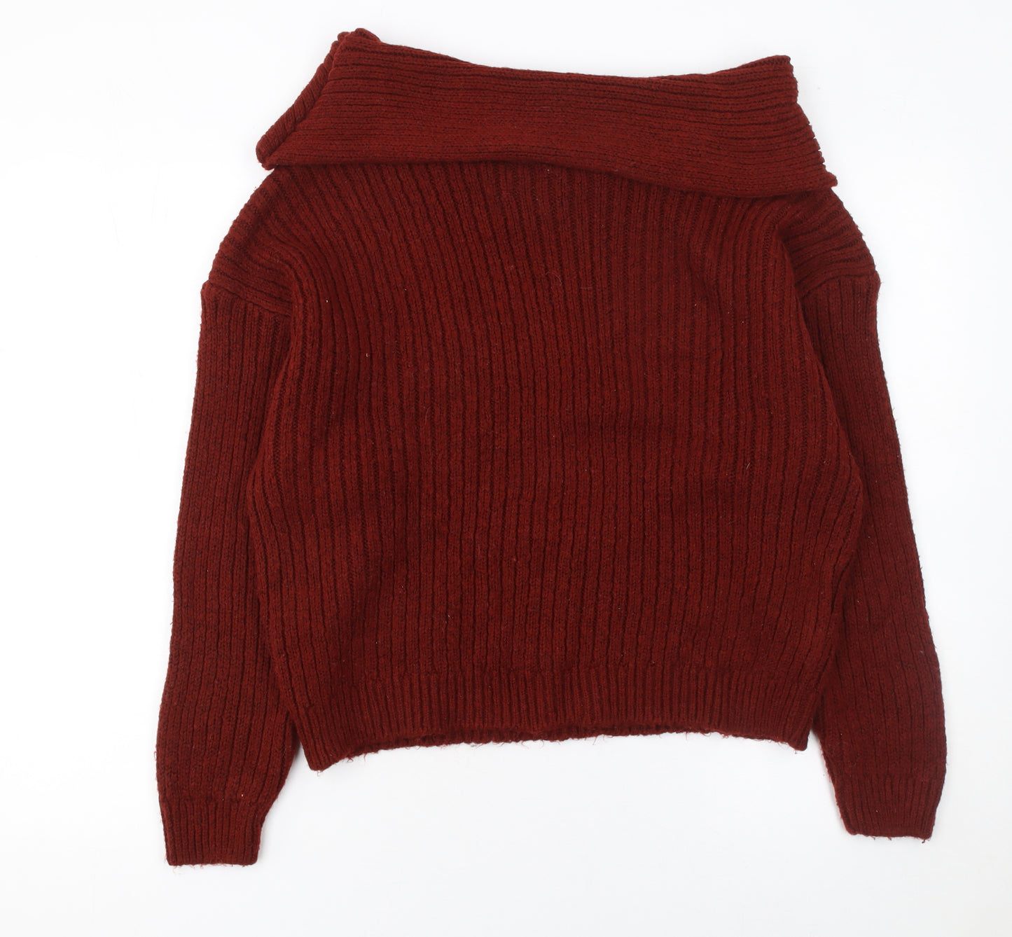 ASOS Women’s Red Cowl Neck Ribbed Knit Jumper Size S UK 8-10