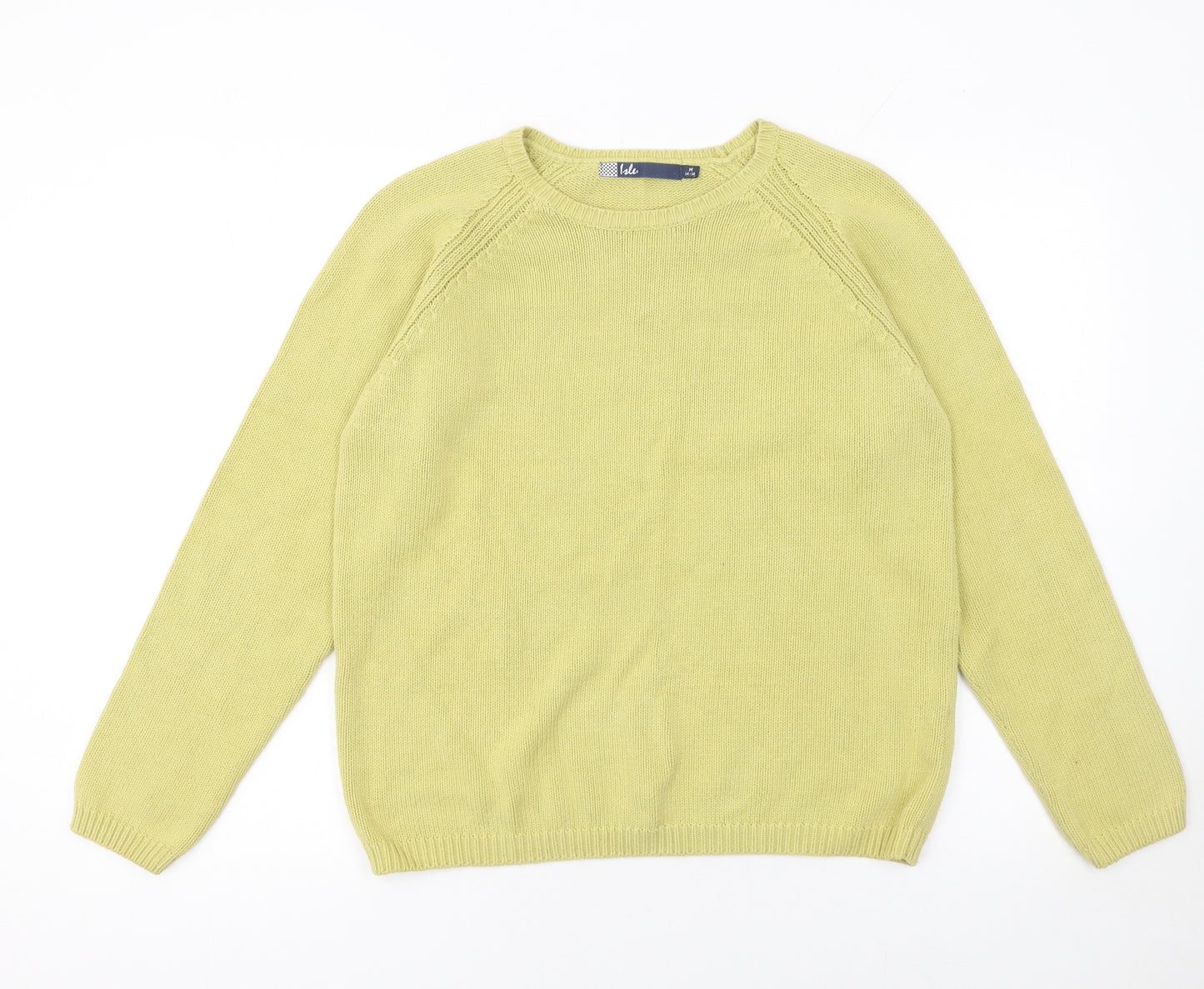 Isle Women Green Cotton Crew Neck Jumper Size 14