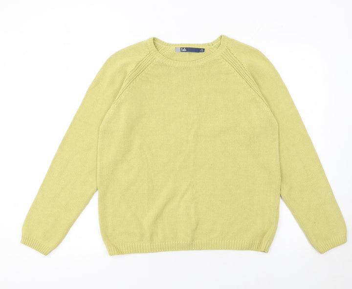 Isle Women Green Cotton Crew Neck Jumper Size 14