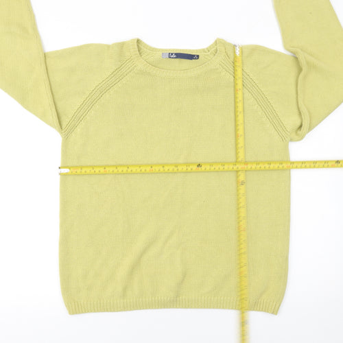Isle Women Green Cotton Crew Neck Jumper Size 14