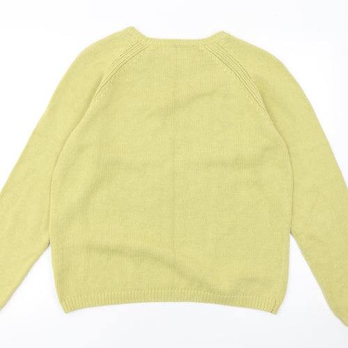 Isle Women Green Cotton Crew Neck Jumper Size 14