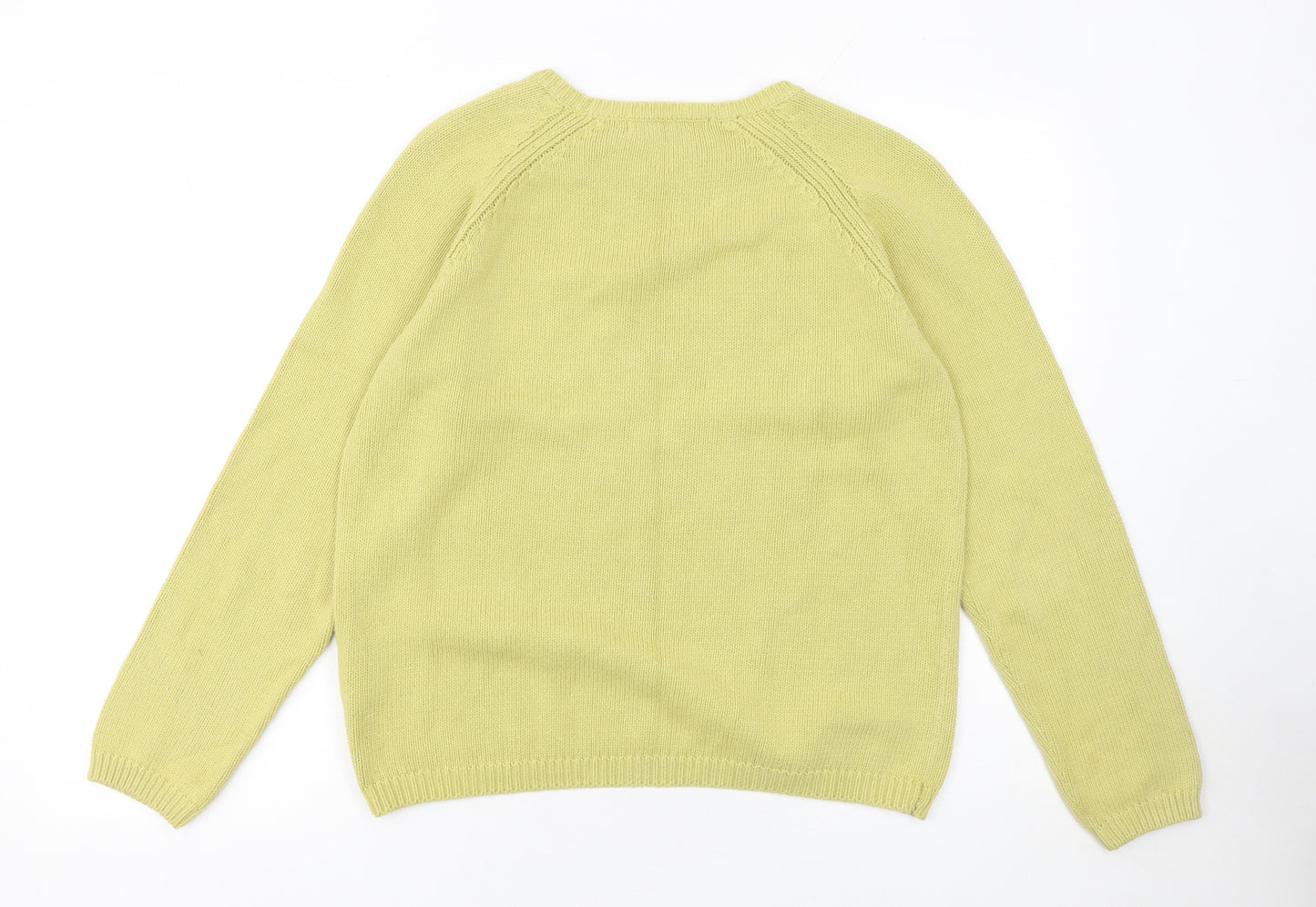Isle Women Green Cotton Crew Neck Jumper Size 14