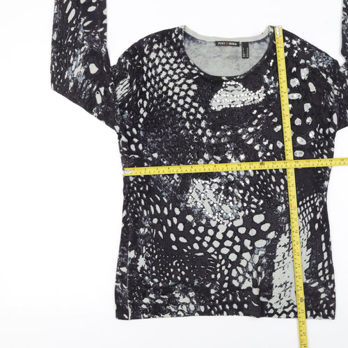 Punt Roma Womens Black Sequin Animal Print Pullover Jumper M