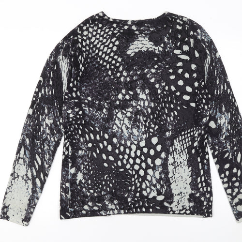 Punt Roma Womens Black Sequin Animal Print Pullover Jumper M