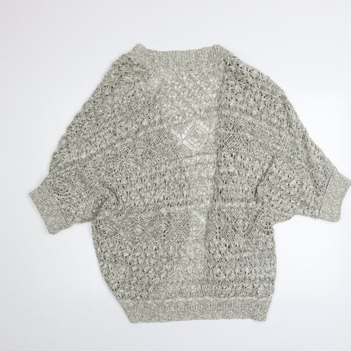 Oasis Women’s Grey Open-Knit 3/4 Sleeve Cardigan M