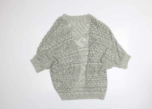 Oasis Women’s Grey Open-Knit 3/4 Sleeve Cardigan M