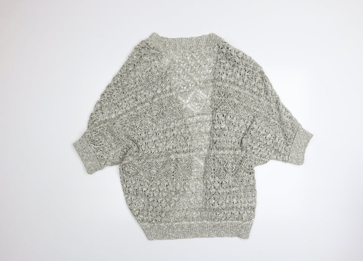 Oasis Women’s Grey Open-Knit 3/4 Sleeve Cardigan M